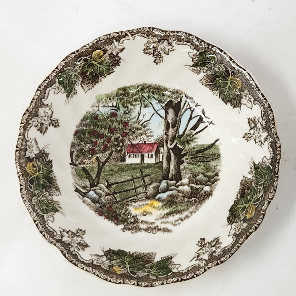 Johnson Bros The Friendly Village The Stone Wall Fruit Dessert Bowl England 5"